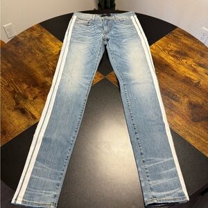 AMIRI Blue and White Slim Jeans